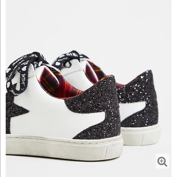 Betsey Johnson - Black Glitter Distressed Sneakers - Picture 3 of 8